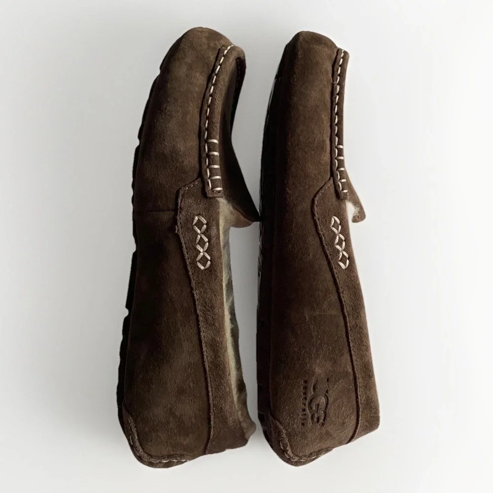 UGG‎ Ascot Moccasin Slipper Men's Sz 9 Brown Suede Shearling Slip-on Grandpacore